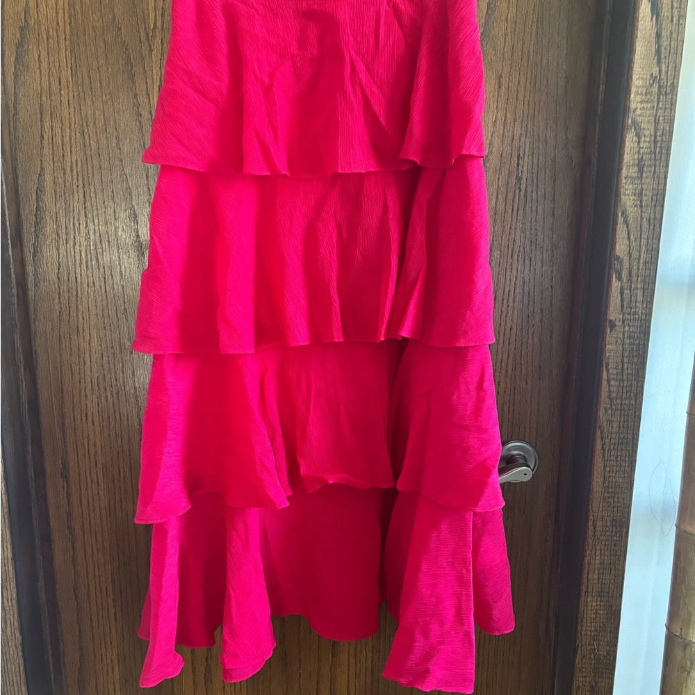 NWOT Club Monaco Pinky Red Tiered Midi Skirt US 6